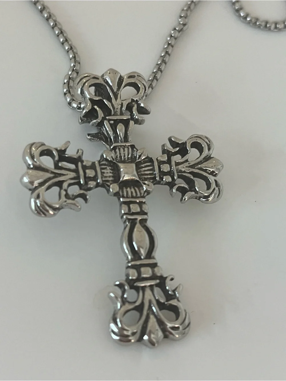 Silver Tone Cross Chain